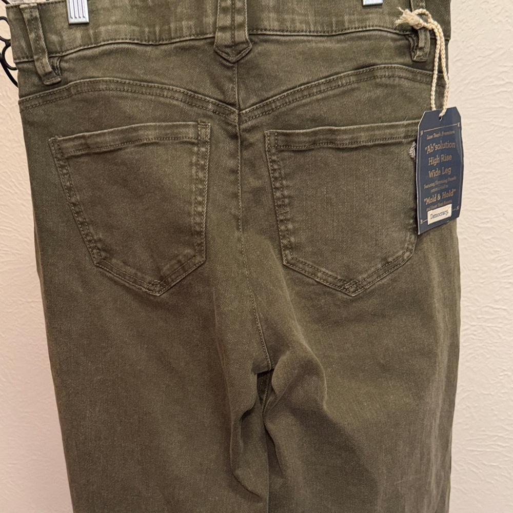 🫒🫒🫒BOGOHO🫒🫒🫒Democracy Olive Green Wide Leg Jeans-Size 4 - Picture 7 of 14